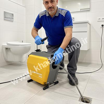 فنر زدن چاه حمام توسط لوله بازکن