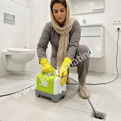 رفع گرفتگی چاه حمام با فنر برقی